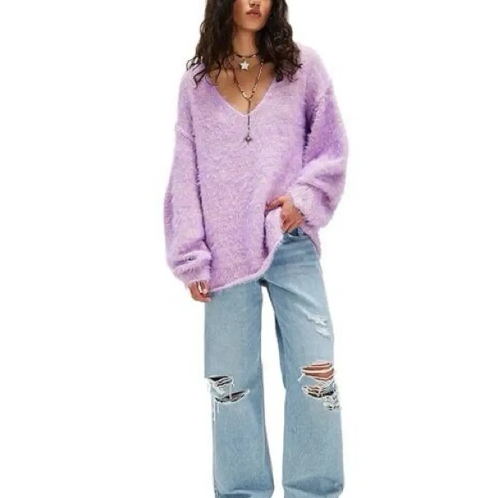 Free People NWT BLACK Sparrow Pullover Medium Oversized - Picture 2 of 11